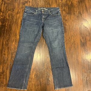 American Eagle Outfitters Women's Straight Leg Jeans - Dark Blue 10 Short